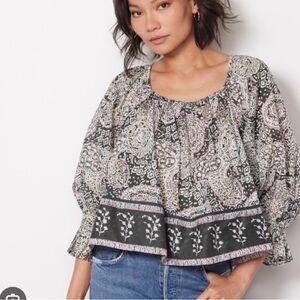 Cleobella Black and Cream Crop Top